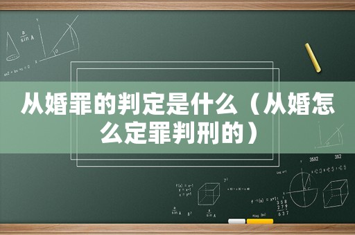 從婚罪的判定是什么（從婚怎么定罪判刑的）