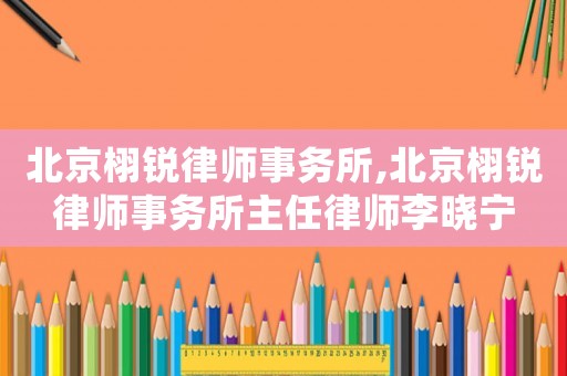 北京栩銳律師事務所,北京栩銳律師事務所主任律師李曉寧