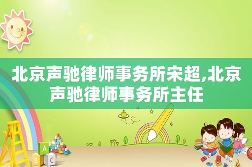 北京聲馳律師事務(wù)所宋超,北京聲馳律師事務(wù)所主任