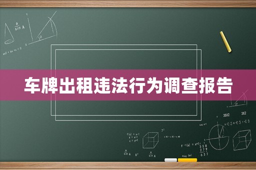 車牌出租違法行為調(diào)查報告