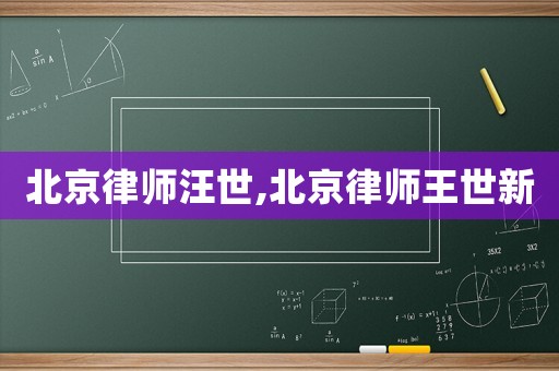 北京律師汪世,北京律師王世新