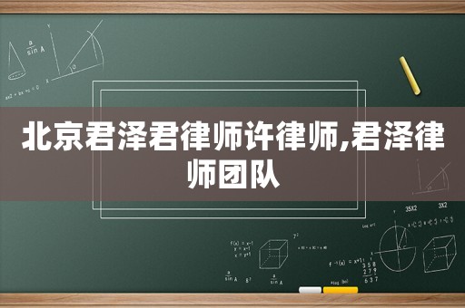北京君澤君律師許律師,君澤律師團隊