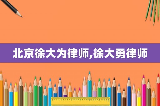 北京徐大為律師,徐大勇律師