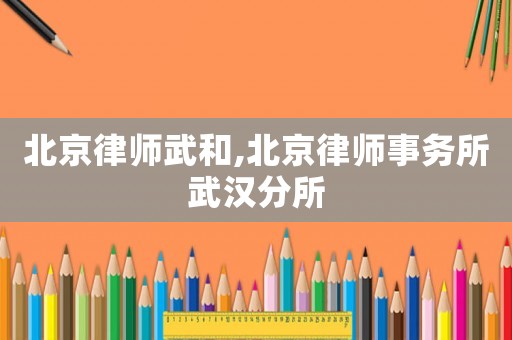 北京律師武和,北京律師事務所武漢分所