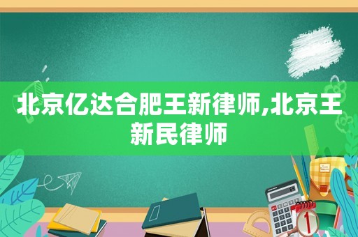 北京億達(dá)合肥王新律師,北京王新民律師