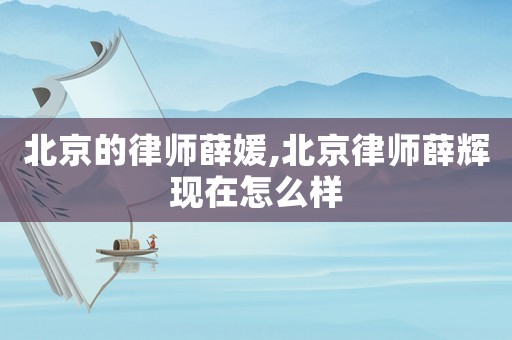 北京的律師薛媛,北京律師薛輝現在怎么樣