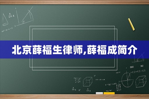 北京薛福生律師,薛福成簡介