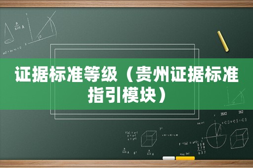 證據(jù)標(biāo)準(zhǔn)等級(jí)（貴州證據(jù)標(biāo)準(zhǔn)指引模塊）