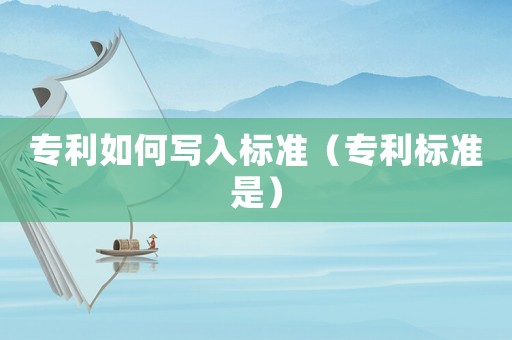 專利如何寫入標準（專利標準是）