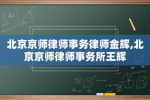 北京京師律師事務(wù)律師金輝,北京京師律師事務(wù)所王輝
