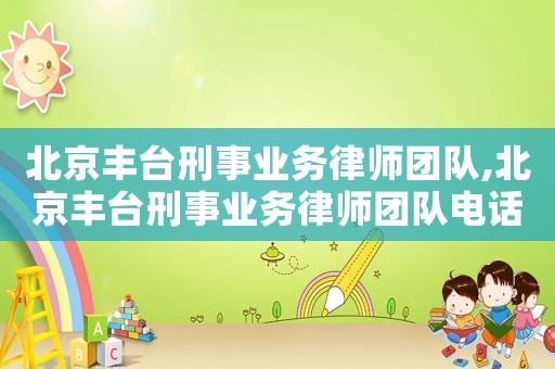 北京豐臺刑事業務律師團隊,北京豐臺刑事業務律師團隊電話