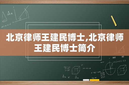 北京律師王建民博士,北京律師王建民博士簡介
