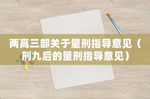兩高三部關于量刑指導意見（刑九后的量刑指導意見）
