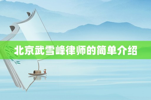 北京武雪峰律師的簡單介紹