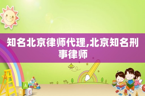 知名北京律師代理,北京知名刑事律師