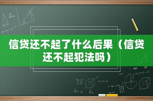 信貸還不起了什么后果（信貸還不起犯法嗎）