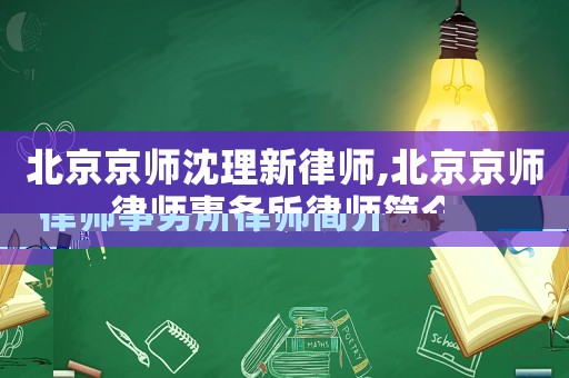 北京京師沈理新律師,北京京師律師事務所律師簡介