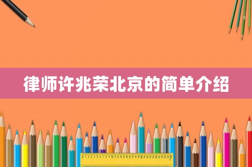 律師許兆榮北京的簡單介紹