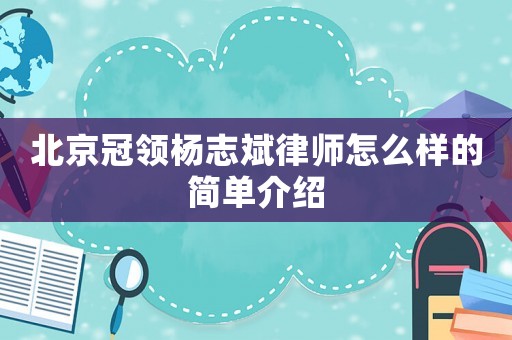 北京冠領楊志斌律師怎么樣的簡單介紹