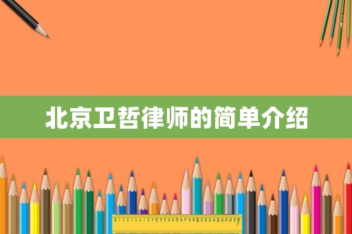 北京衛哲律師的簡單介紹