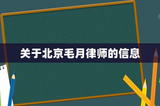 關(guān)于北京毛月律師的信息