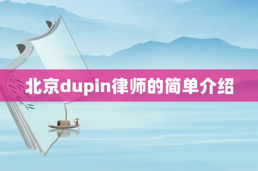 北京dupin律師的簡單介紹