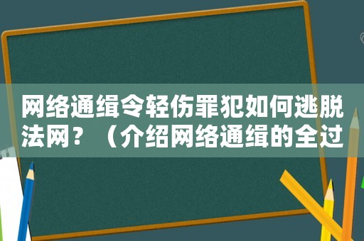 網絡通緝令輕傷罪犯如何逃脫法網？（介紹網絡通緝的全過程）