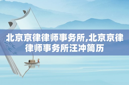 北京京律律師事務所,北京京律律師事務所汪沖簡歷