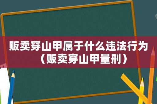 販賣穿山甲屬于什么違法行為（販賣穿山甲量刑）