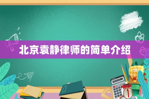北京袁靜律師的簡單介紹