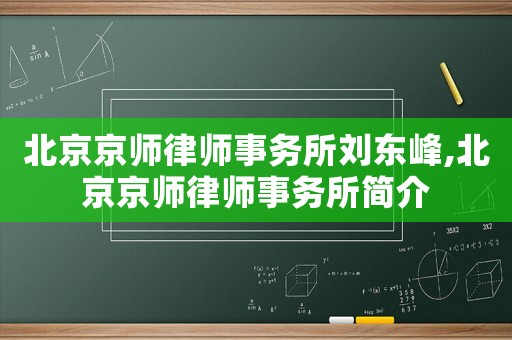 北京京師律師事務所劉東峰,北京京師律師事務所簡介