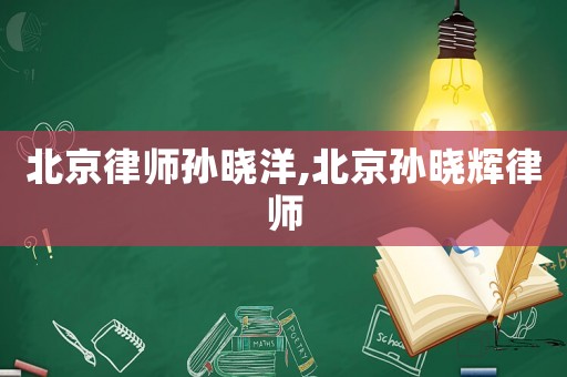 北京律師孫曉洋,北京孫曉輝律師