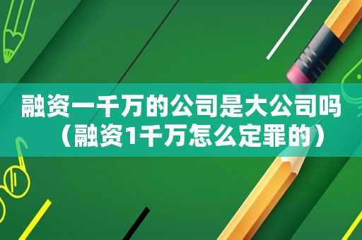 融資一千萬的公司是大公司嗎（融資1千萬怎么定罪的）