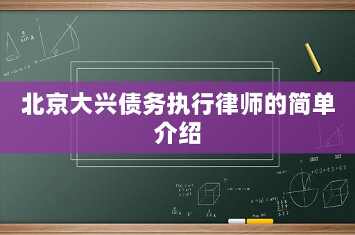 北京大興債務(wù)執(zhí)行律師的簡單介紹