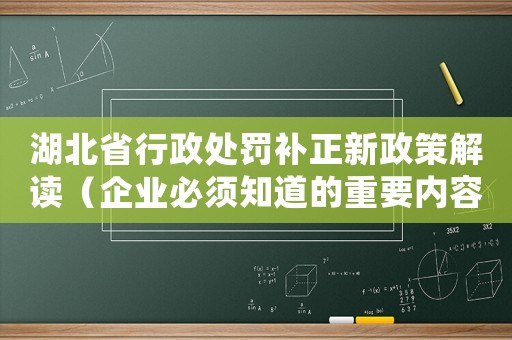 湖北省行政處罰補正新政策解讀（企業必須知道的重要內容）