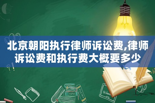 北京朝陽執(zhí)行律師訴訟費(fèi),律師訴訟費(fèi)和執(zhí)行費(fèi)大概要多少