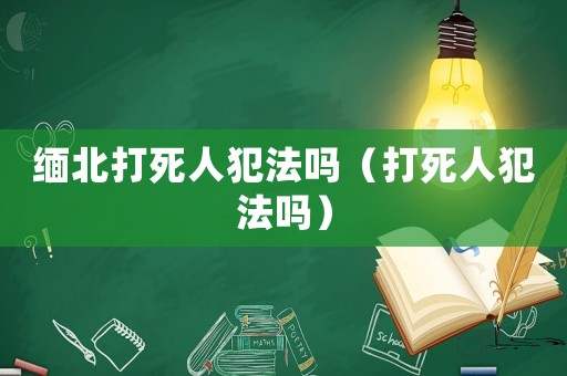 緬北打死人犯法嗎（打死人犯法嗎）