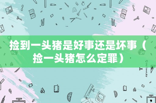 撿到一頭豬是好事還是壞事（撿一頭豬怎么定罪）