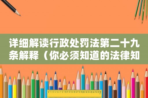 詳細解讀行政處罰法第二十九條解釋（你必須知道的法律知識）