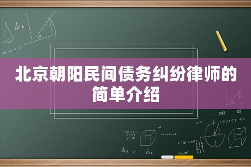 北京朝陽民間債務糾紛律師的簡單介紹