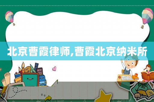 北京曹霞律師,曹霞北京納米所
