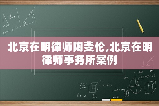 北京在明律師陶斐倫,北京在明律師事務所案例