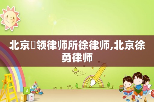 北京冦領(lǐng)律師所徐律師,北京徐勇律師