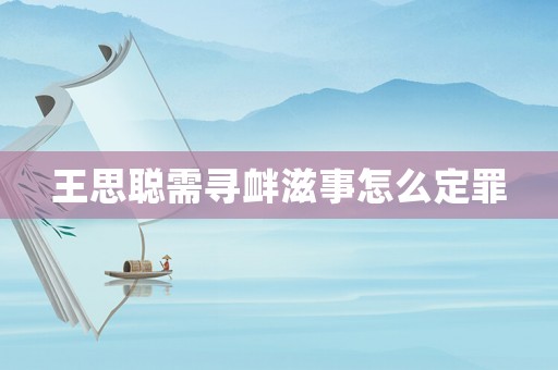 王思聰需尋釁滋事怎么定罪