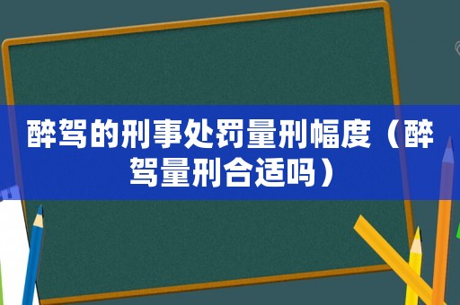 醉駕的刑事處罰量刑幅度（醉駕量刑合適嗎）