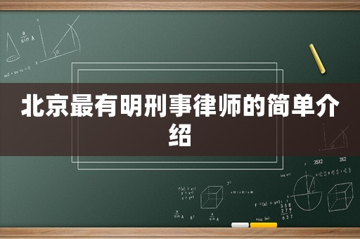 北京最有明刑事律師的簡單介紹
