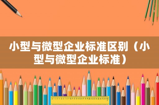 小型與微型企業標準區別（小型與微型企業標準）