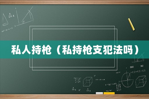 私人持槍（私持槍支犯法嗎）