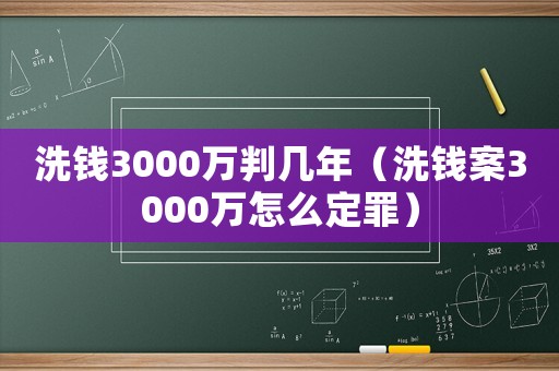 洗錢3000萬判幾年（洗錢案3000萬怎么定罪）