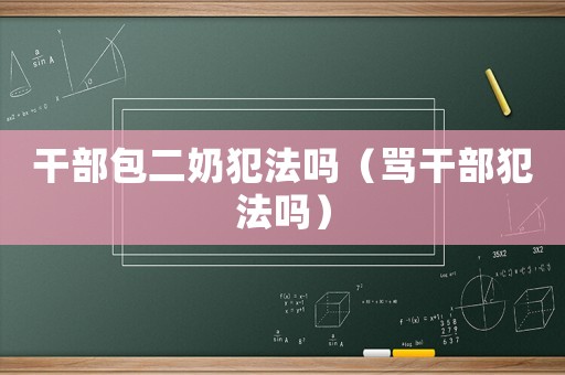 干部包二奶犯法嗎（罵干部犯法嗎）